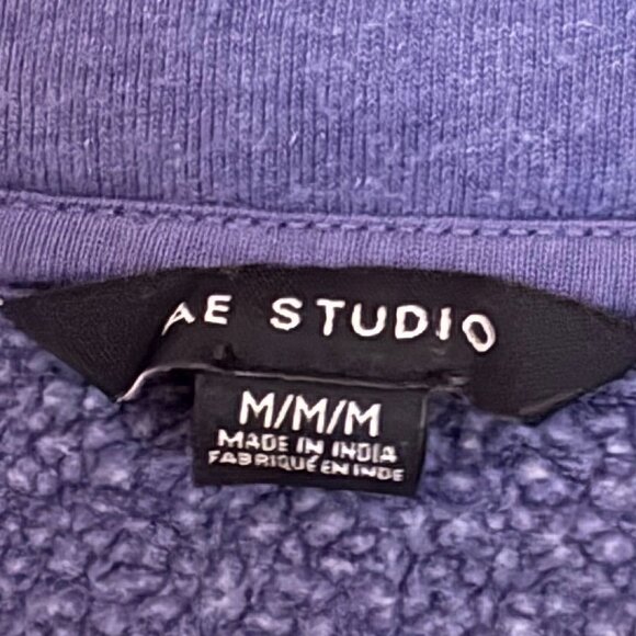 American Eagle Rugby Stripe Quarter Zip Sweater Sweatshirt, Sz Med (oversized) - Picture 2 of 2